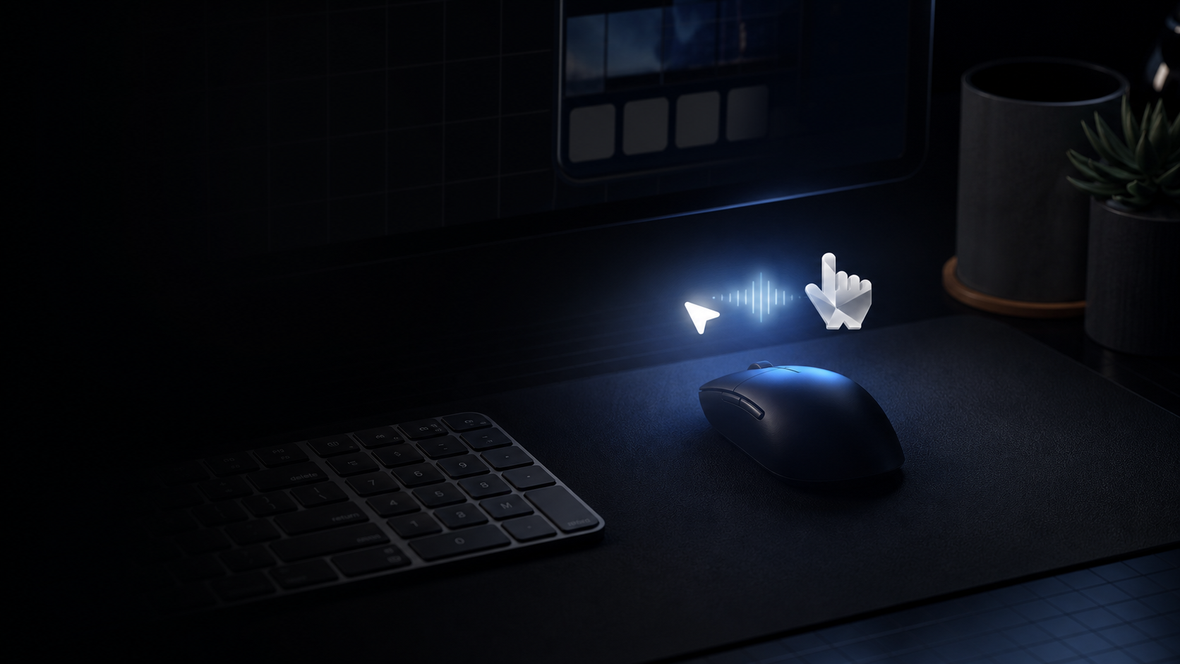 Aurras voice assistance concept beside a Mac cursor
